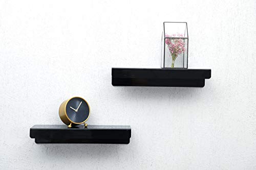 IEEK 15 Inch Black Acrylic Floating Wall Ledge Shelf,Wall Mounted Nursery Kids Bookshelf,5MM Thick Home/Office/Bathroom Storage Shelves Display Organizer Set of 3 - Image 5