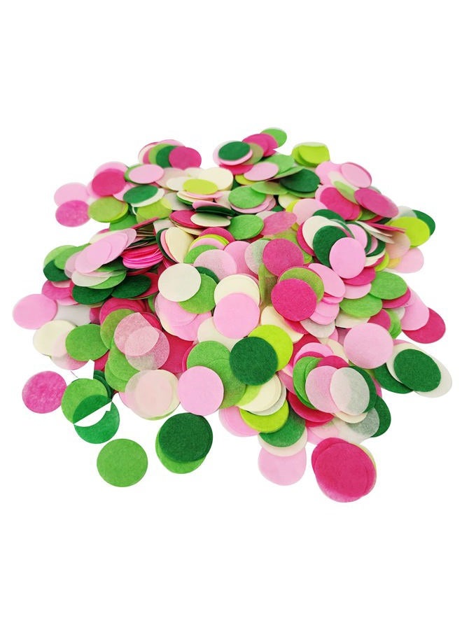 Mybbshower 1 Inch Round Tissue Paper Table Confetti Dots for Wedding Baby Shower Gender Reveal Birthday Party Decorations 2 oz (Green Pink) - Image 1
