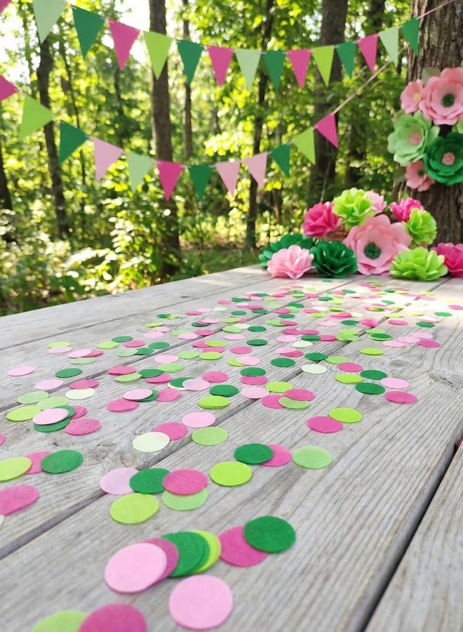 Mybbshower 1 Inch Round Tissue Paper Table Confetti Dots for Wedding Baby Shower Gender Reveal Birthday Party Decorations 2 oz (Green Pink) - Image 2