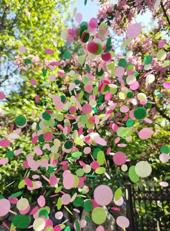 Mybbshower 1 Inch Round Tissue Paper Table Confetti Dots for Wedding Baby Shower Gender Reveal Birthday Party Decorations 2 oz (Green Pink) - Image 5