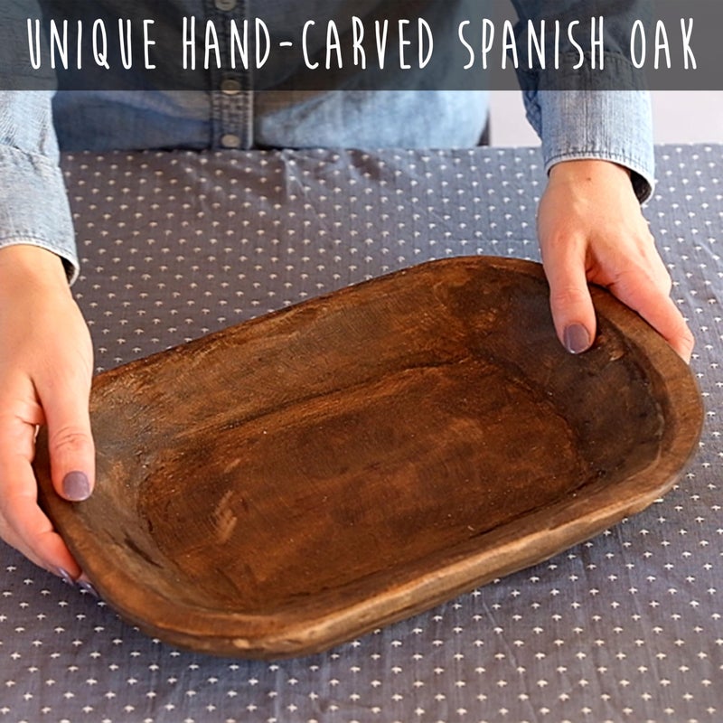 MAINEVENT Decorative Bowl Home Decor Approx 10x14 Inch, Spanish Oak Wooden Dining Room Table Centerpiece Decor Wood Bowl Key Decorative Centerpiece Baguette Bowl Made in USA - Image 2