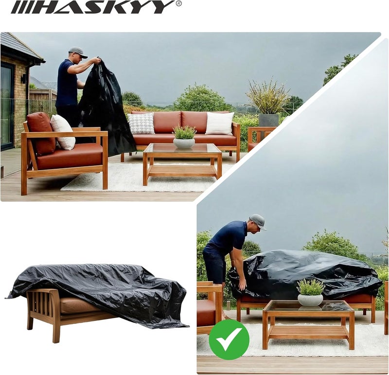 HASKYY XXL Protective Cover 250 x 130 x 90 cm – Universal Cover for Pallets Grid Box Grill Beach Chairs Garden Furniture – Waterproof PE Protective Cover – Extra High – UV-Resistant - Image 5