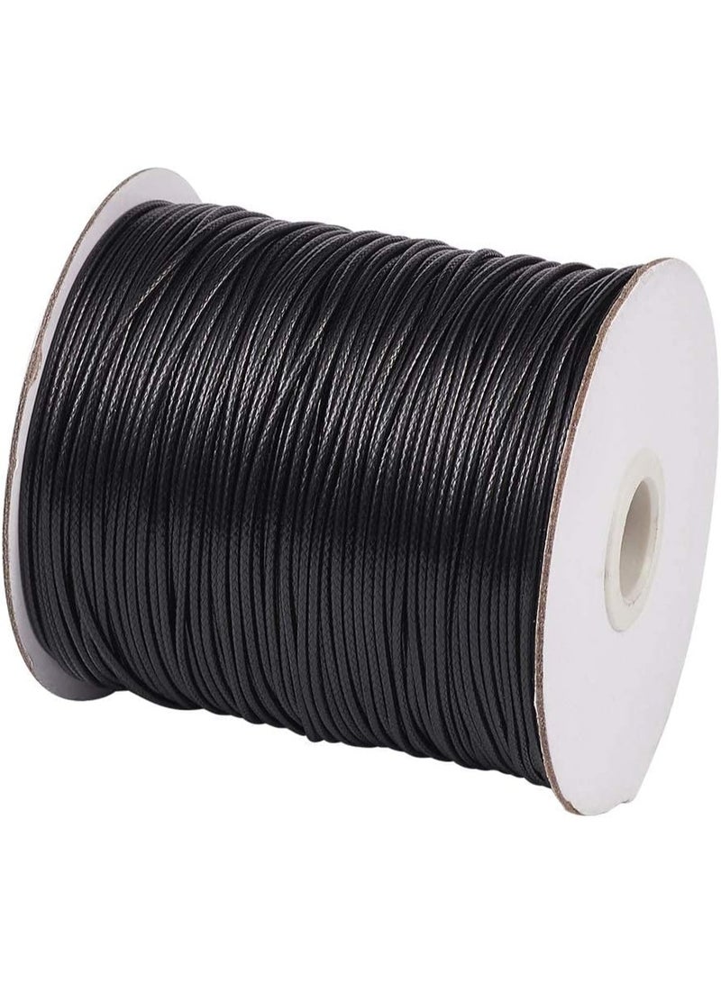 SUNSAR 50 Yards Waxed Cotton Cord Black Waxed Thread Beading String for Jewelry String Bracelet Cord Necklace String (1MM) - Image 1