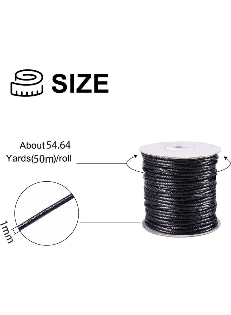 SUNSAR 50 Yards Waxed Cotton Cord Black Waxed Thread Beading String for Jewelry String Bracelet Cord Necklace String (1MM) - Image 2