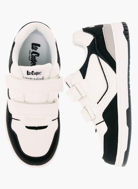 Boys' Panelled Low Ankle Sneakers with Hook and Loop Closure