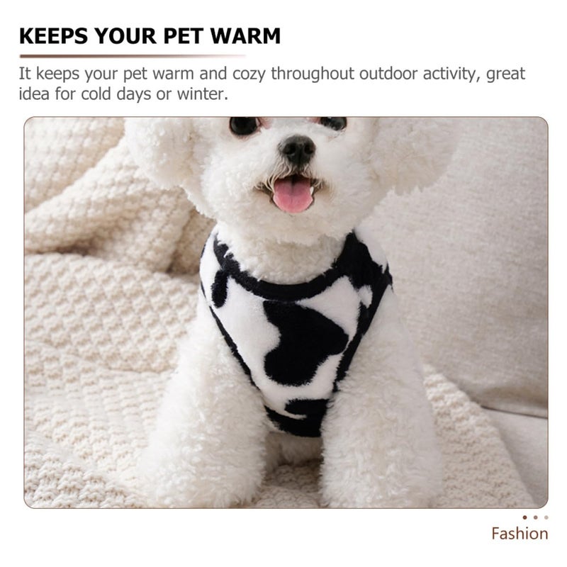 Cow Print Dog Winter Coat Warm Soft Pullover Vest For Small Medium Dogs - Image 4