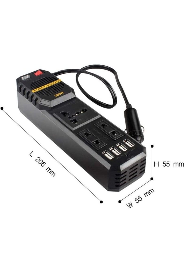 200W Car Inverter 12V to 220Volt DC to AC Converter 4 USB 3.1A Charger Wave Auto Adapter Voltage Transformer 12V - Image 3