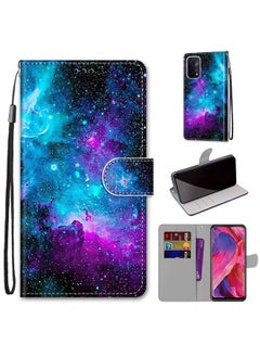 HuHa Case Cover For OPPO A93 5G / A93s 5G / A54 5G / A74 5G Coloured Drawing Cross Texture Horizontal Flip PU Leather Case with Holder & Card Slots & Wallet & Lanyard Purple Green Starry Sky 