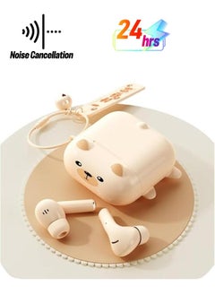 True Wireless Cute Earbuds Bluetooth Kawaii Headphones for Girls Small Mini Tiny Ear Buds for Kids Noise Cancelling Earbuds TWS Earphones Kids Wireless Earbuds for iPhone Android