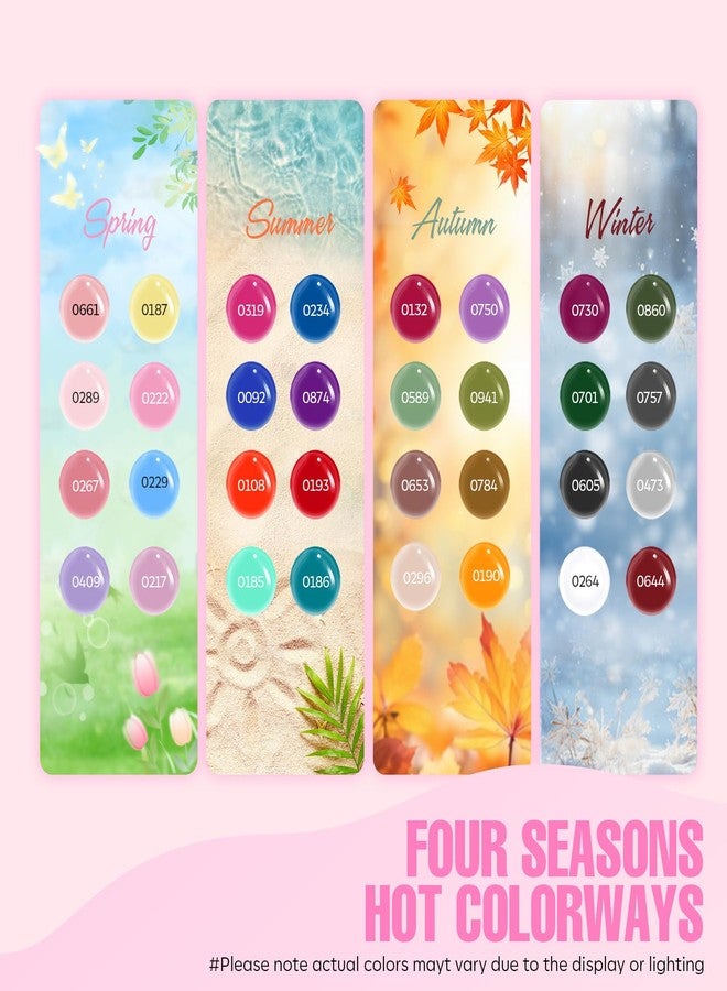 MEFA 60 Pcs Gel Nail Polish Kit with U V Light, 32 Colors Classic Popular Nail Kit Soak Off Nail Polish Gel Set with Matte/Glossy Base Top Coat Easter Decorations Manicure Tools Gifts for Women - Image 2