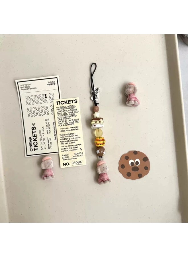 NIBEMINENT Phone Charm/ Chain Strap for Women Girls,Flocked Puppy Cell Phone Case Lanyard Wrist Strap