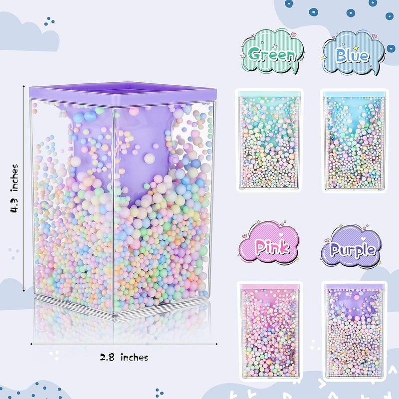 Outus 4 Pieces Cute Pen Holder Bubble Pencil Cup for Kids Kawaii Pencil Holder Desktop Stationery Organizer Makeup Brush Storage Holder for Teen Girls Desk Accessories, 4 Colors - Image 2