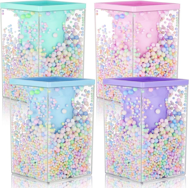 Outus 4 Pieces Cute Pen Holder Bubble Pencil Cup for Kids Kawaii Pencil Holder Desktop Stationery Organizer Makeup Brush Storage Holder for Teen Girls Desk Accessories, 4 Colors - Image 1