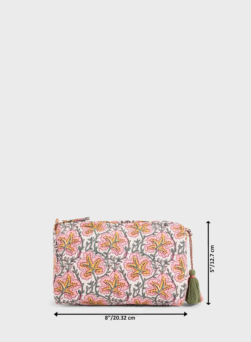 MANGO Textured Cotton Cosmetic Bag