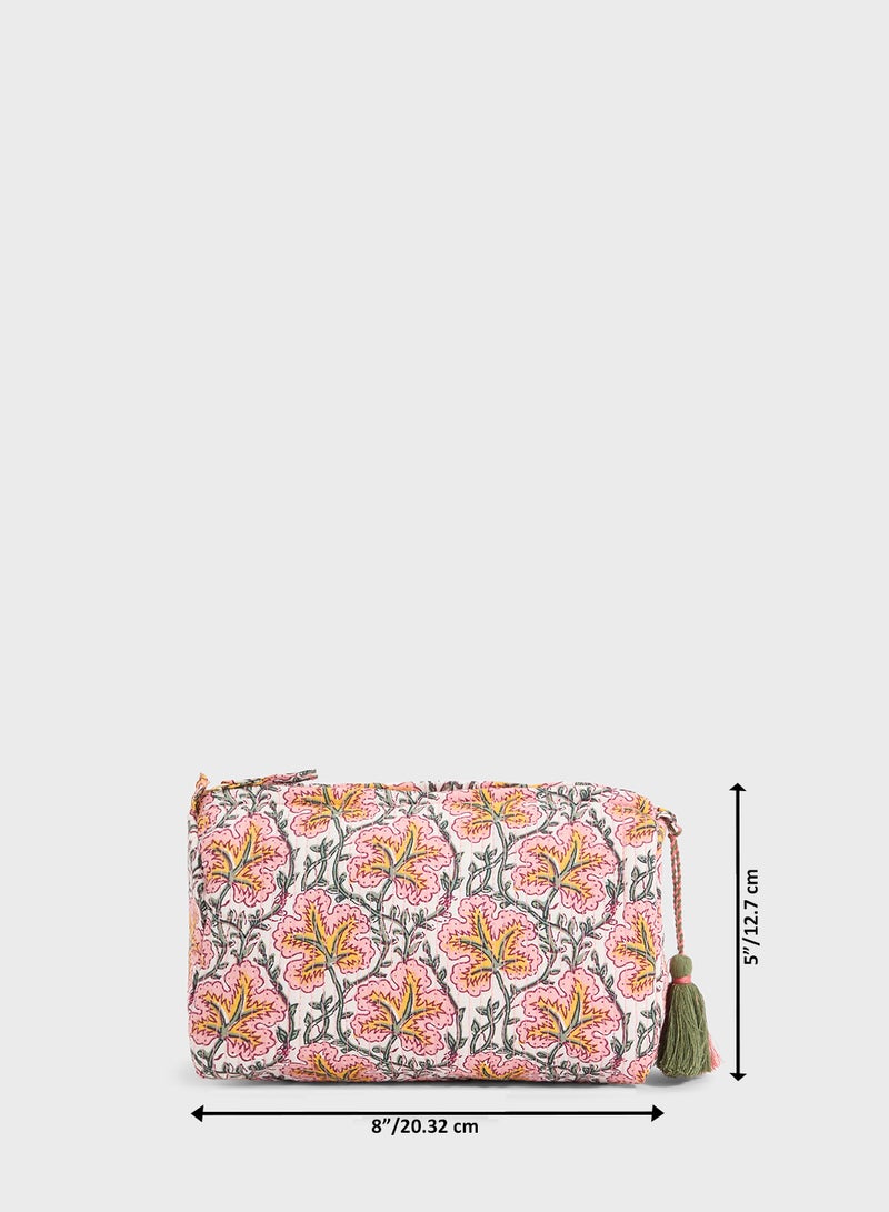 Textured Cotton Cosmetic Bag