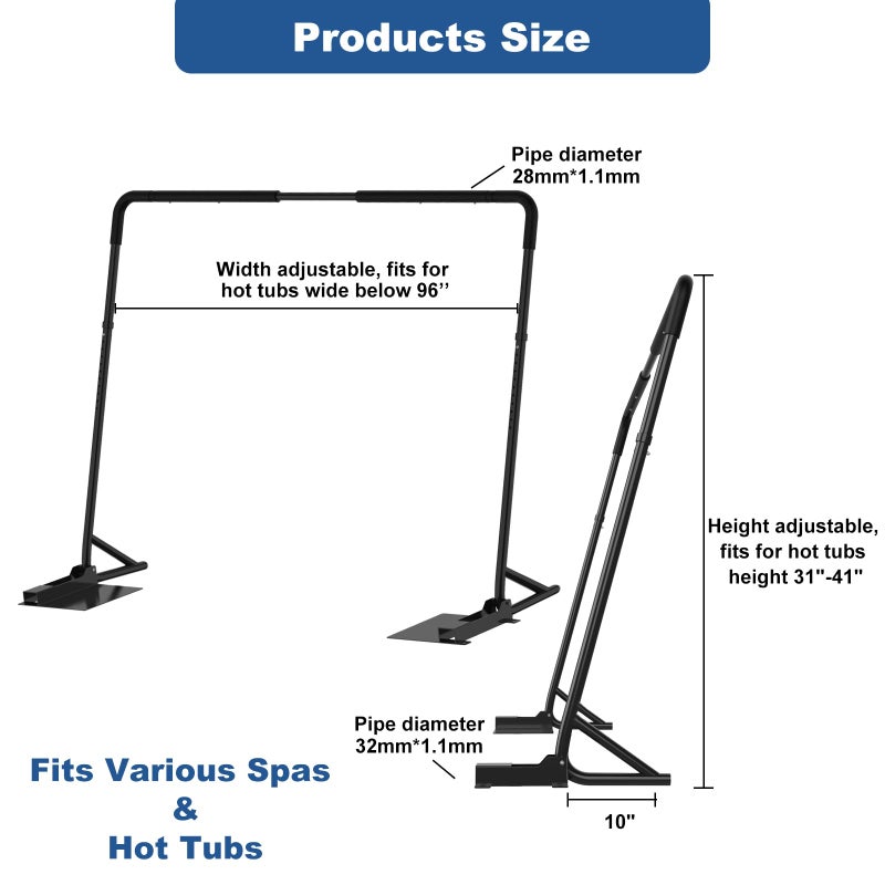 TOCRETOARE Hot Tub Cover Lifter, Spa Cover Lift, Hot Tub Cover Lift Removal System Height 31-41 Inch Adjustable, Fit for Most Spa Hot Tubs - Image 3