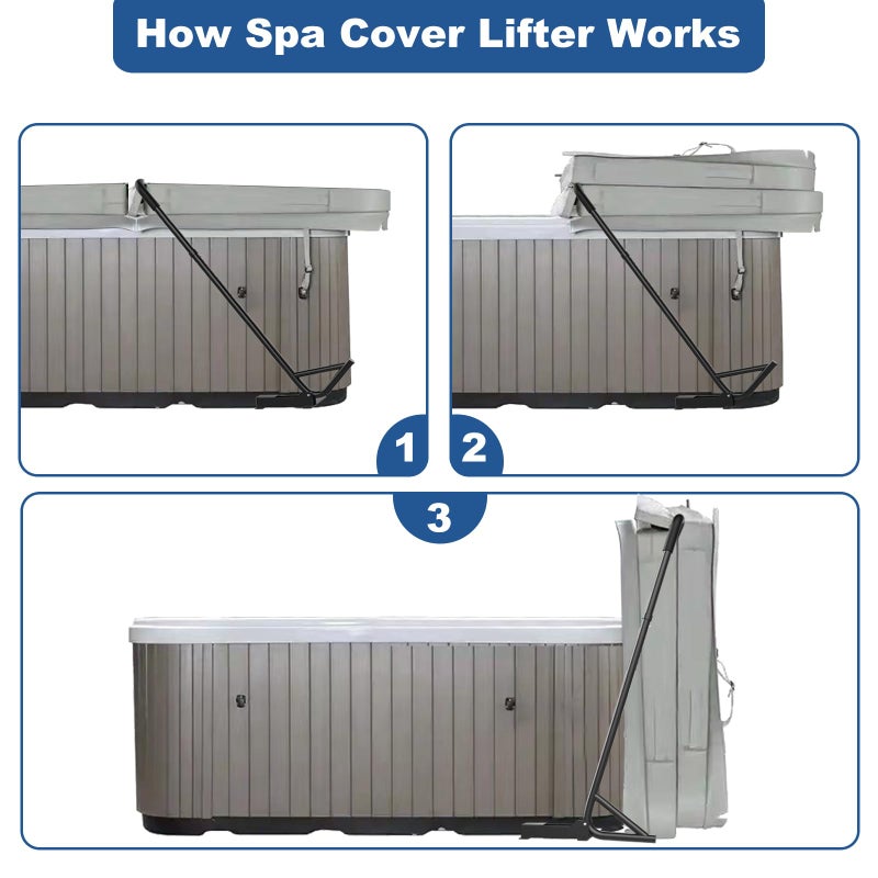 TOCRETOARE Hot Tub Cover Lifter, Spa Cover Lift, Hot Tub Cover Lift Removal System Height 31-41 Inch Adjustable, Fit for Most Spa Hot Tubs - Image 4