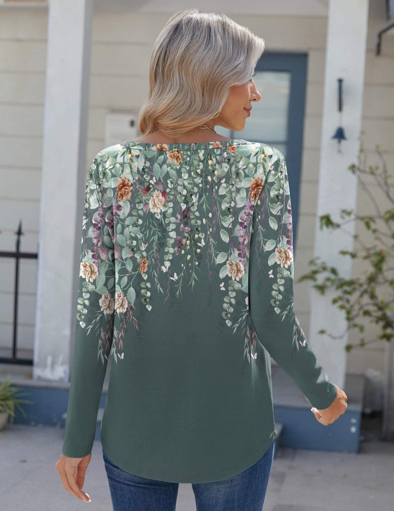 Zeagoo Women's Tunic Tops Dressy Casual Tops Work Blouses Long Sleeve Shirts Floral Print Loose Fit Tee Top S - Image 5