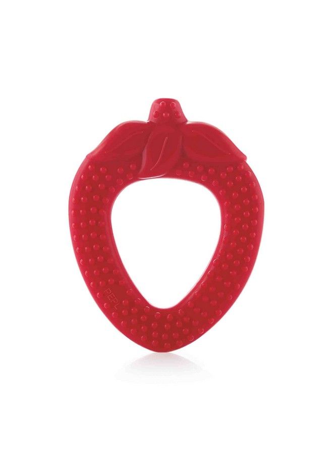 Beebaby Strawberry Fruit Shape Soft Silicone Teether For 36 Months With Carry Case Bpa Free Teething Toy For Babies With Textured Surface For Soothing Gums. 100% Food Grade (Strawberryred) - Image 1