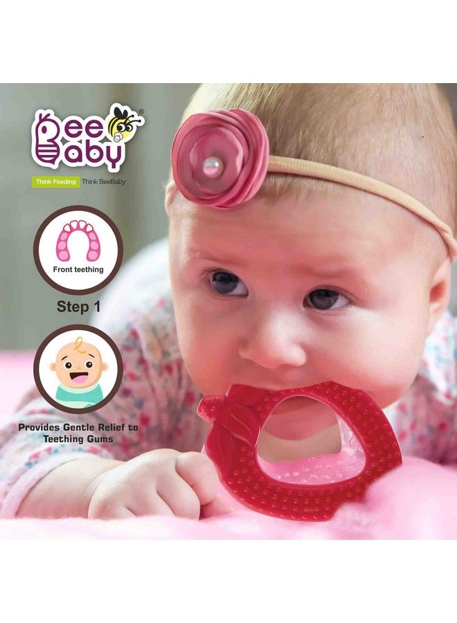 Beebaby Strawberry Fruit Shape Soft Silicone Teether For 36 Months With Carry Case Bpa Free Teething Toy For Babies With Textured Surface For Soothing Gums. 100% Food Grade (Strawberryred) - Image 4