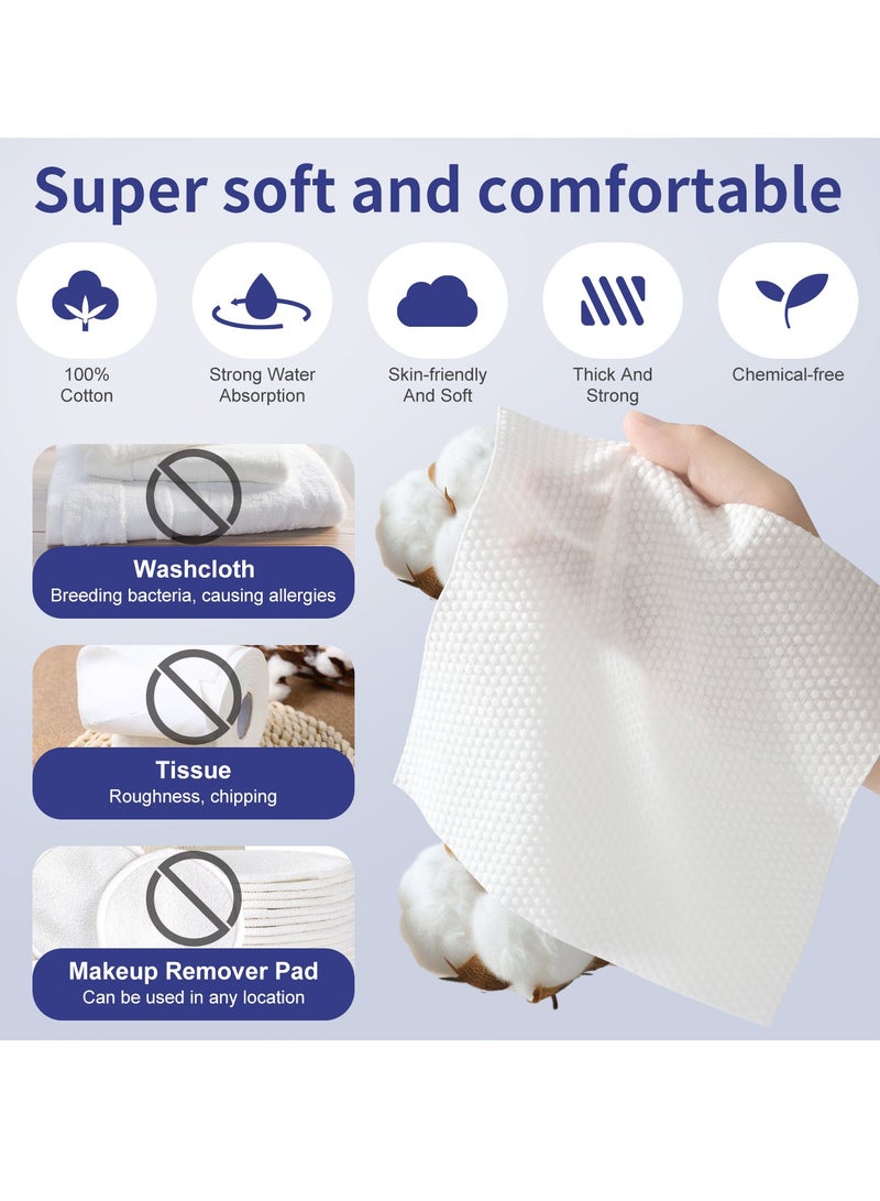 general 3 Pack Disposable Face Towels, Soft Cotton Dry Wipes, Lint-Free, Facial Tissues for Skin Care, Facial Cleansing, Makeup Wipes, Makeup Remover Towels, Upgraded Ultra Absorbent Thickened Face Cloths (Pack of 3, 7.9 x 7.9") - Image 3