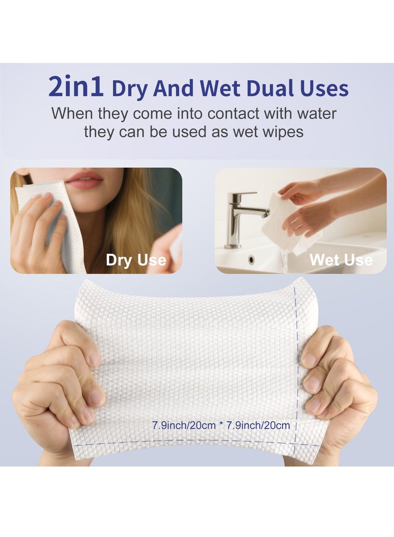 general 3 Pack Disposable Face Towels, Soft Cotton Dry Wipes, Lint-Free, Facial Tissues for Skin Care, Facial Cleansing, Makeup Wipes, Makeup Remover Towels, Upgraded Ultra Absorbent Thickened Face Cloths (Pack of 3, 7.9 x 7.9") - Image 5