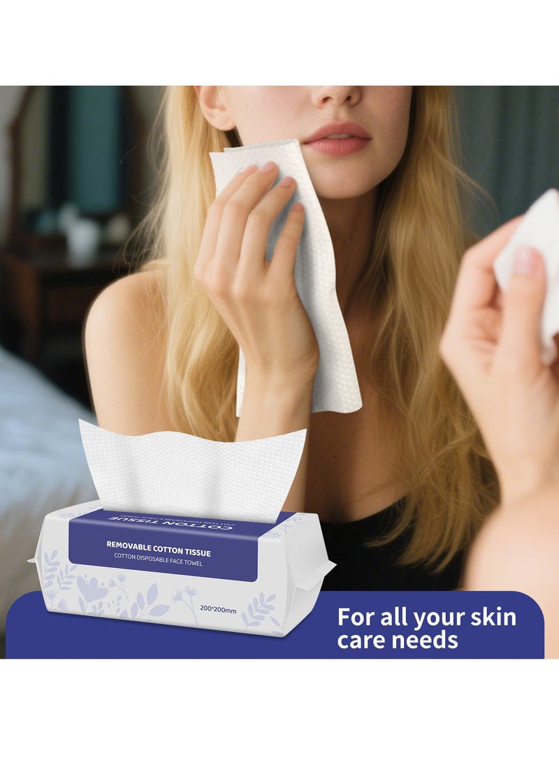 general 3 Pack Disposable Face Towels, Soft Cotton Dry Wipes, Lint-Free, Facial Tissues for Skin Care, Facial Cleansing, Makeup Wipes, Makeup Remover Towels, Upgraded Ultra Absorbent Thickened Face Cloths (Pack of 3, 7.9 x 7.9") - Image 4