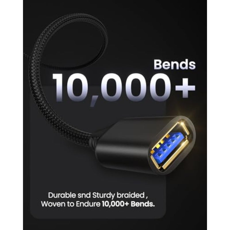 كابل تمديد USB 3.0 بطول 6 أقدام/1.8 متر، ذكر إلى أنثى، سرعة عالية 5 جيجابت في الثانية لشحن مزامنة البيانات، سلك ممتد متين متوافق مع الكاميرا/الطابعة/لوحة الألعاب/Xbox/كاميرا الويب/القرص الصلب - Image 3