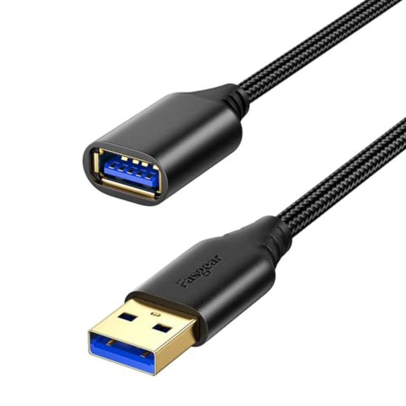 كابل تمديد USB 3.0 بطول 6 أقدام/1.8 متر، ذكر إلى أنثى، سرعة عالية 5 جيجابت في الثانية لشحن مزامنة البيانات، سلك ممتد متين متوافق مع الكاميرا/الطابعة/لوحة الألعاب/Xbox/كاميرا الويب/القرص الصلب - Image 1