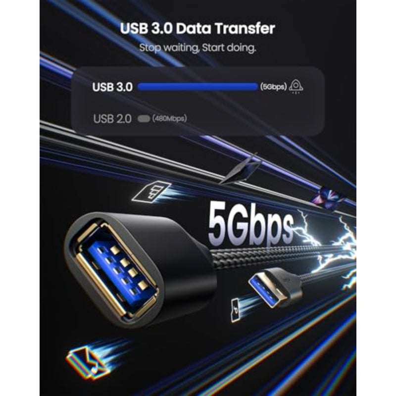 كابل تمديد USB 3.0 بطول 6 أقدام/1.8 متر، ذكر إلى أنثى، سرعة عالية 5 جيجابت في الثانية لشحن مزامنة البيانات، سلك ممتد متين متوافق مع الكاميرا/الطابعة/لوحة الألعاب/Xbox/كاميرا الويب/القرص الصلب - Image 2