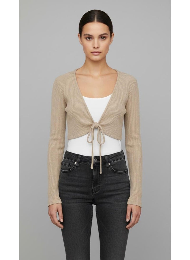 Don't Call Me Jennyfer Women's Ribbed Tie-Front Crop Cardigan - Image 1
