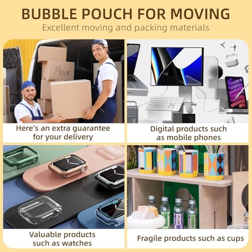 XHMAXE 50Pcs Bubble Pouches Wrap,8”x10”Bubble Pouches for Shipping,Double Wall Bubble Cushioning Wrap out Bags for Mailing Packing,Moving and Storage Glass Fragile China Dishes Electronic Item - Image 5