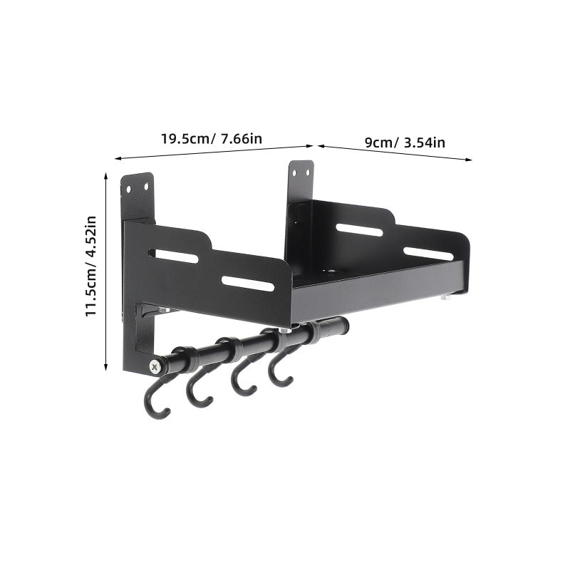 Wall Mounted Spice Rack Organizer 20cm Black No Drilling Kitchen Storage Shelf - Image 3