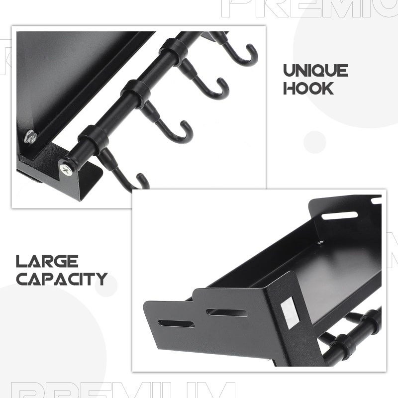 Wall Mounted Spice Rack Organizer 20cm Black No Drilling Kitchen Storage Shelf - Image 4