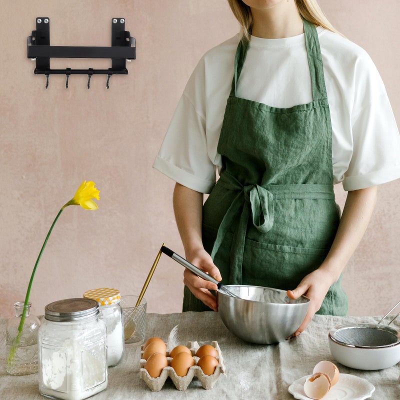 Wall Mounted Spice Rack Organizer 20cm Black No Drilling Kitchen Storage Shelf - Image 5