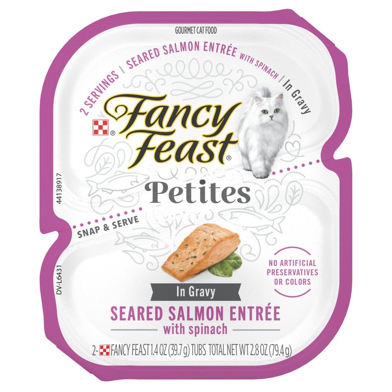 Fancy Feast Purina Fancy Feast Petites Seared Salmon Entree With Spinach in Gravy Gourmet Wet Cat Food - (Pack of 12) 2.8 oz. Tubs - Image 1