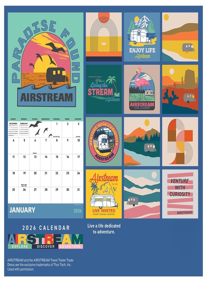 TF Publishing 2026 Airstream Mini Calendar with Monthly Grids for Appointments and Scheduling - Vertical Small Wall Calendar 2026 with Premium Matte Paper for Home and Office Organization - 7x7in - Image 3