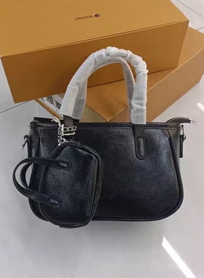 JCB CHIC حقيبة حمل جلدية نسائية من جلد البولي يوريثان للنساء حقيبة هوبو وقابض حقيبة كتف وحقيبة يد متعددة الاستخدامات ومجموعة حقائب تسوق وحقيبة تسوق حقيبة تسوق حقيبة تسوق حقيبة ناعمة متعددة الاستخدامات تحت الإبطين للسفر والعمل (18004 أسود) - Image 1