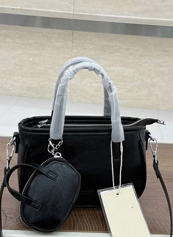 JCB CHIC حقيبة حمل جلدية نسائية من جلد البولي يوريثان للنساء حقيبة هوبو وقابض حقيبة كتف وحقيبة يد متعددة الاستخدامات ومجموعة حقائب تسوق وحقيبة تسوق حقيبة تسوق حقيبة تسوق حقيبة ناعمة متعددة الاستخدامات تحت الإبطين للسفر والعمل (18004 أسود) - Image 2