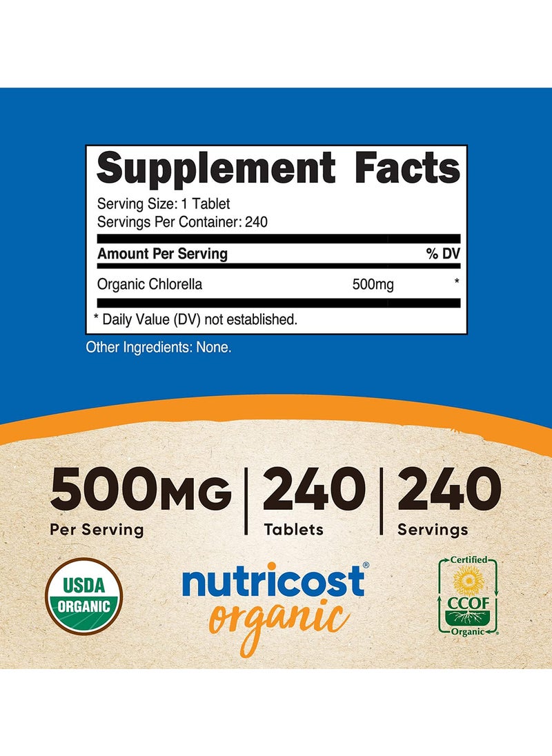 Nutricost - Organic Chlorella 500 Mg 240 Tablets Gluten Free Nongmo - Image 1