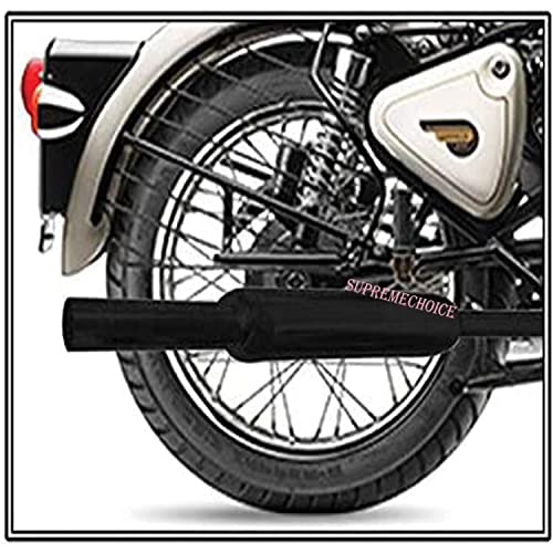 Supremechoice Bike Bullet SLM16 Silencer Bullet Exhaust Customized Short Bottle Chota Punjab Dholki Black Bike Exhaust With Zed Clamp & Bush for Royal Enfield Bullet Classic 350 - Image 4