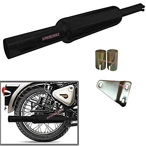 Supremechoice Bike Bullet SLM16 Silencer Bullet Exhaust Customized Short Bottle Chota Punjab Dholki Black Bike Exhaust With Zed Clamp & Bush for Royal Enfield Bullet Classic 350 - Image 3