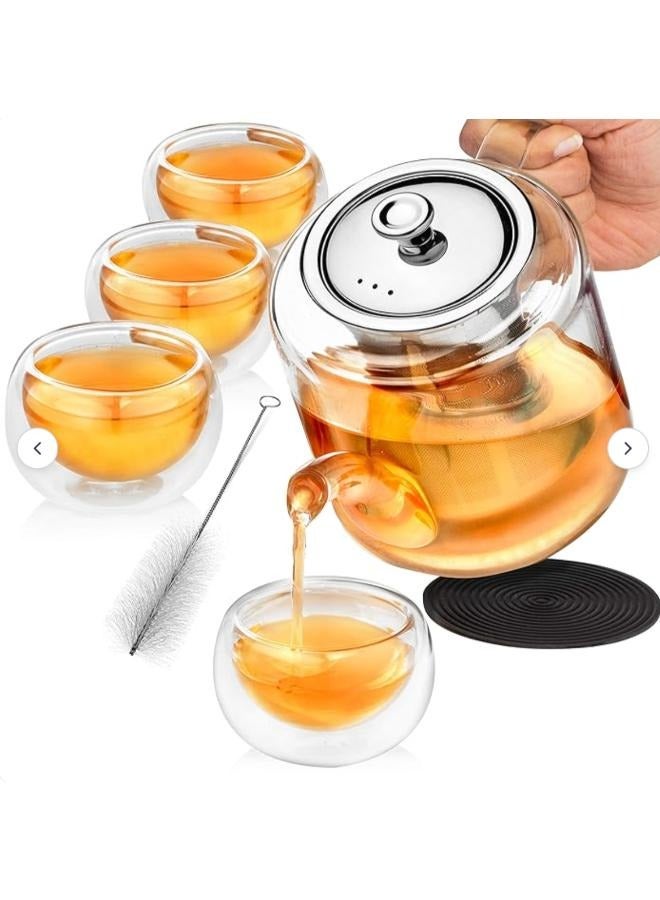 Glass Teapot  with Infuser for Loose Tea - 1800ml Stove Top Safe Borosilicate Clear Glass Tea Pot ZH-1800  - Image 4