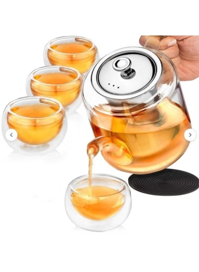 إبريق شاي زجاجي مع مصفاة للشاي السائب - 1800 مل، وعاء شاي زجاجي شفاف آمن من البورسليكات ZH-1800 - Image 4