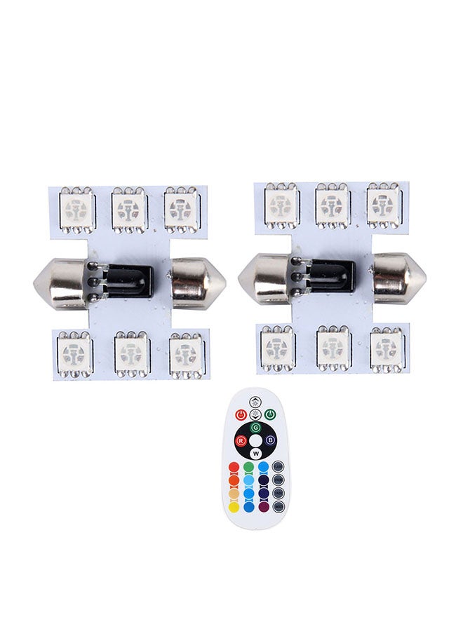 Loquat 2-Piece Colorful 31MM Bicuspid Remote Control Car Dome Lamp LED Reading Light With 6 LED Lights - Image 1