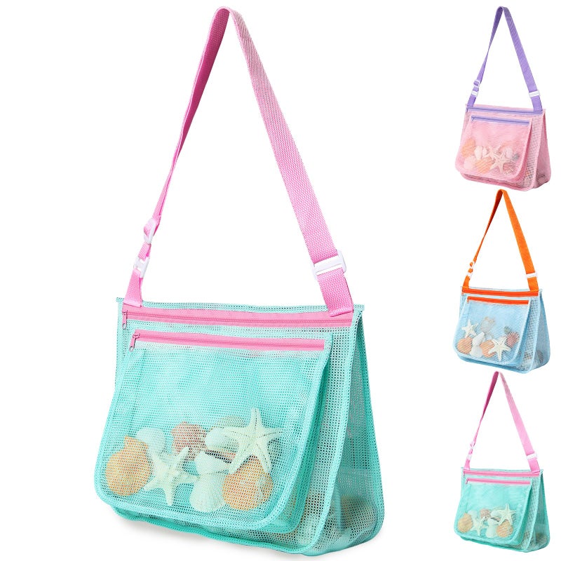 Lidago Beach Bag Toys For Shell Collecting Beach Mesh Bag With Adjustable Shoulder Straps Swimming Accessories For Boys And Girls - Image 1