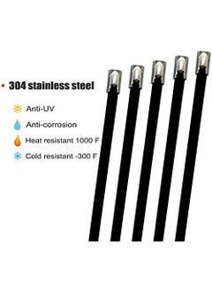 ADD GEAR ADD GEAR Stainless Steel 316 Black SelfLocking Cable Zip Ties Exhaust Wrap MultiPurpose DIY Locking Cable Metal Zip Ties Black 100 mm 4 inches 50  - Image 3