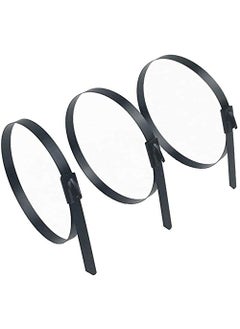 ADD GEAR ADD GEAR Stainless Steel 316 Black SelfLocking Cable Zip Ties Exhaust Wrap MultiPurpose DIY Locking Cable Metal Zip Ties Black 100 mm 4 inches 50  - Image 1