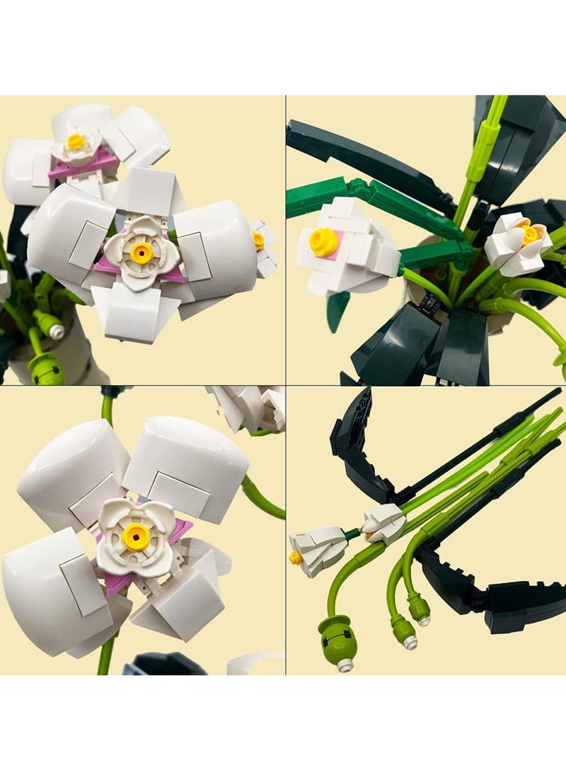SYOSI Flower Bouquet Building Kit Orchid Botanical Collection Sets for Adult Artificial Plants DIY Blocks Toy Set 588 Pieces Creative Project Adults Including Vase - Image 2