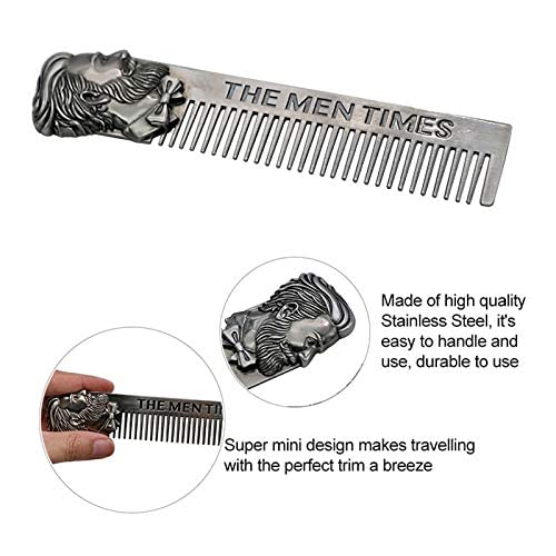 Delidge Cool Men Beard Shaping Template Stainless Steel Beard Comb Men Hair Beard Trim Tool - Image 2